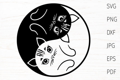Cat svg, cute cat yin yang, cat lover designs SVG Digital Rainbow Shop 