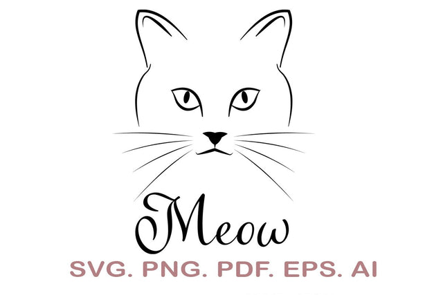Cat SVG File, Meow svg, Cat Face SVG, Animal Face SVG, Cute Cat SVG, Kitten SVG File, Pet SVG, Animal SVG SVG MagicDesignUS 