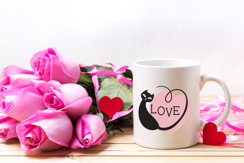 Cat SVG with Heart, Valentines Day SVG Print, 2 Layers. SVG Elinorka 