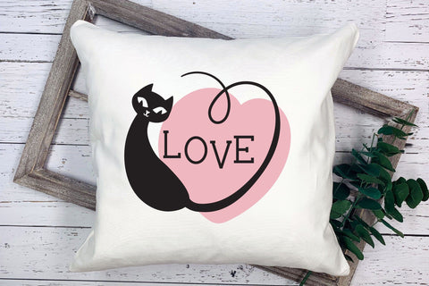 Cat SVG with Heart, Valentines Day SVG Print, 2 Layers. SVG Elinorka 