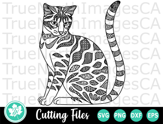 Cat SVG | Zentangle SVG | Mandala SVG SVG TrueNorthImagesCA 