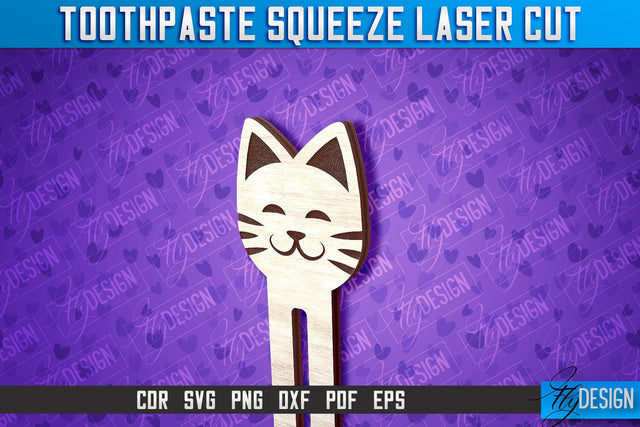 Cat Toothpaste Squeezer Laser Cut | Laser Cut SVG Design | CNC File SVG Fly Design 