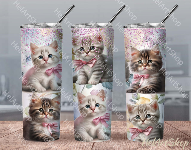 Cat Tumbler PNG, Kitten SKINNY TUMBLER 20 Oz PNG Sublimation _HelArtShop_ 
