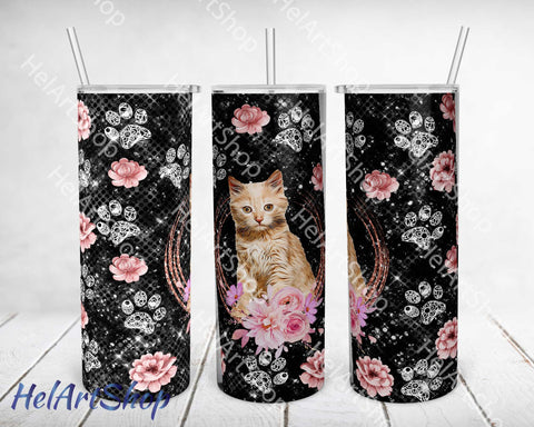 Cat Tumbler PNG Sublimation, SKINNY TUMBLER 20oz Png Sublimation _HelArtShop_ 