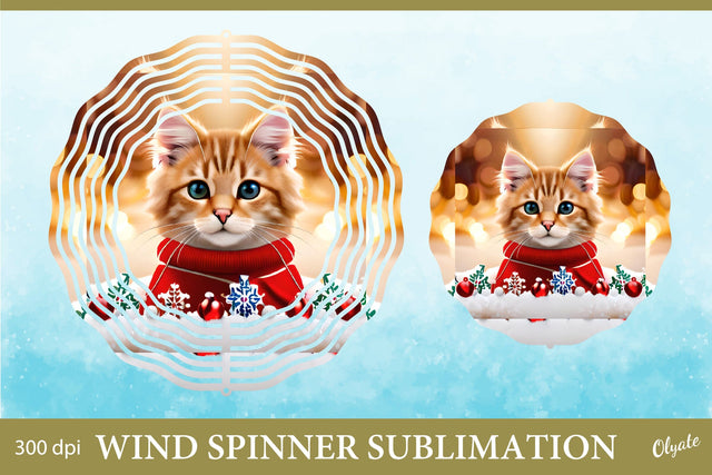 Cat Wind Spinner PNG. Winter Wind Spinner Sublimation Sublimation Olga Terlyanskaya 