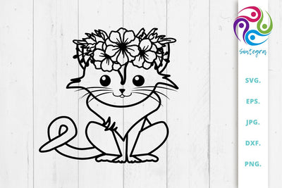 Cat With Flowers Crown On Head Svg File SVG Sintegra 