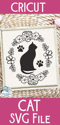 Cat with Flowers SVG SVG Wispy Willow Designs 