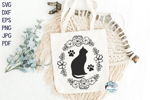 Cat with Flowers SVG SVG Wispy Willow Designs 