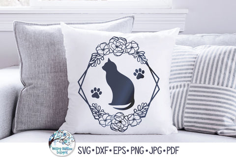 Cat with Flowers SVG SVG Wispy Willow Designs 