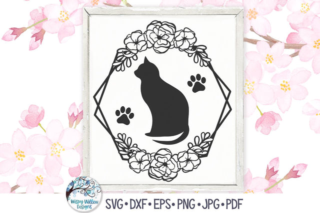 Cat with Flowers SVG SVG Wispy Willow Designs 
