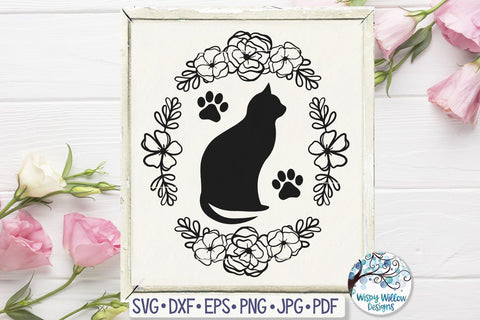 Cat with Flowers SVG SVG Wispy Willow Designs 