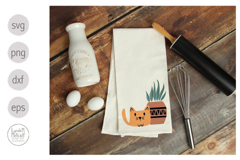 Cat with Plant SVG Ready Cut File SVG Lynda M Metcalf 
