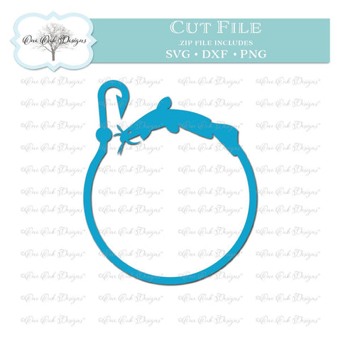Catfish Hook Circle Monogram Frame SVG One Oak Designs 