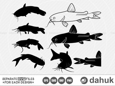 Catfish svg, Catfish clipart, Catfish Vector, African Catfish, Cut file, for silhouette, svg, eps, dxf, png, clipart, cricut design space SVG dahukdesign 
