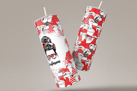 CatMom Christmas Tumbler Wrap PNG, Hair Messy Bun, Cute Cats Skinny Tumbler Design, Skinny 20 oz Seamless Sublimation, Funny Cat Tumbler Sublimation Syre Digital Creations 