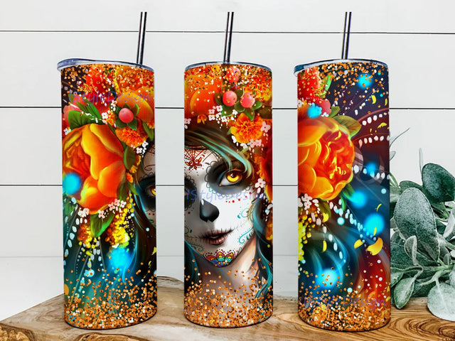 Catrina Tumbler wrap, PNG Sublimation, Catrina Sublimation Wrap, 20oz Skinny Tumbler, Sublimation Designs Sublimation iStyleDesign 
