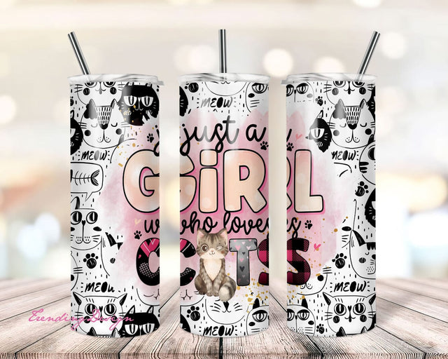 Cats 20oz Skinny Tumbler Design | Cute Cats Tumbler Wrap | Cute Cats Sublimation Wrap | Cute Cats Tumbler Png | Commercial Use Included Sublimation TrendingDesign 
