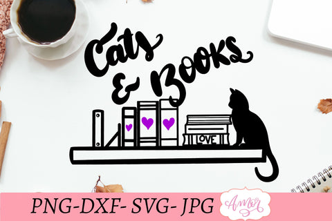 Cats and books SVG, book nerd svg SVG Amorclipart 
