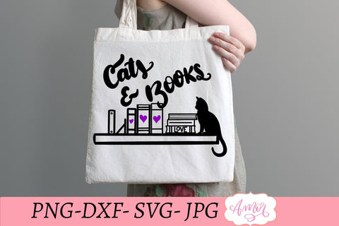 Cats and books SVG, book nerd svg SVG Amorclipart 