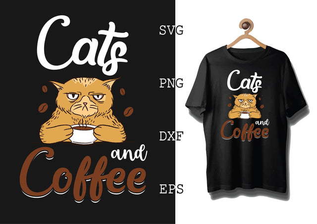 Cats and Coffee Svg, Coffee Addict Svg, Coffee Sayings Svg SVG DesignTShirt 