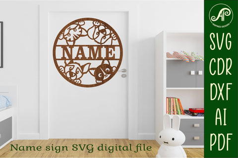 Cats and Dogs name sign svg laser cut template SVG APInspireddesigns 