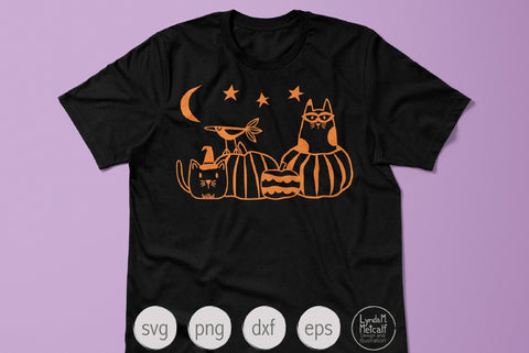 Cats and Pumpkins SVG for Halloween, Ready Cut File SVG Lynda M Metcalf 