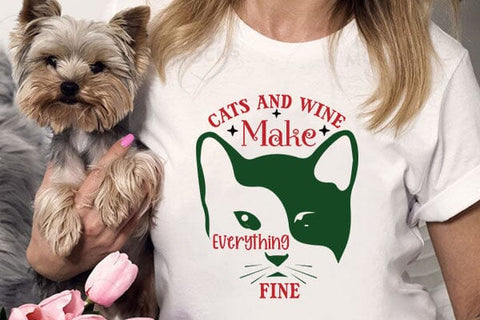 Cats And Wine Make Everything Fine SVG Angelina750 
