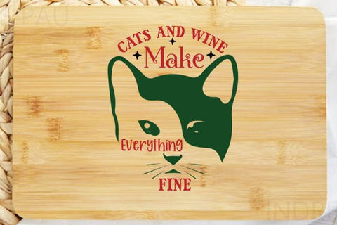Cats And Wine Make Everything Fine SVG Angelina750 