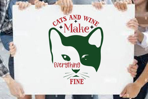 Cats And Wine Make Everything Fine SVG Angelina750 
