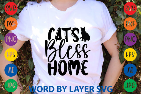 Cats Bless Home, Cat SVG Cut File SVG Rafiqul20606 
