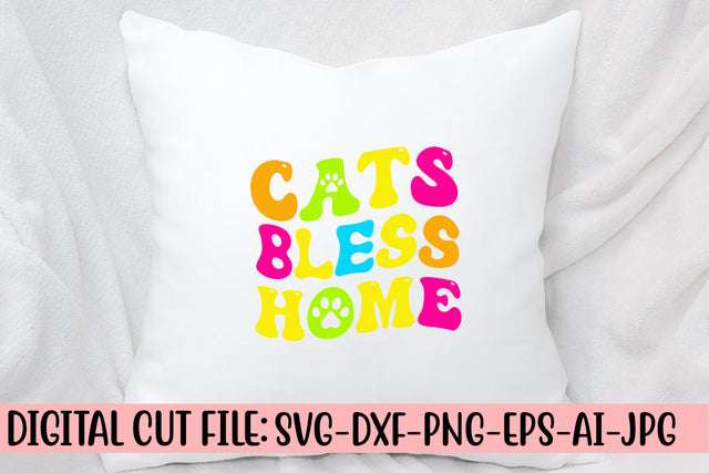 Cats Bless Home Retro SVG SVG Syaman 