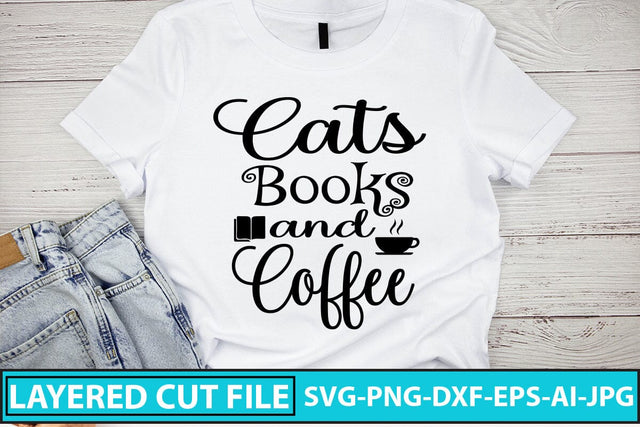 Cats Books and Coffee SVG Cut File SVG Syaman 