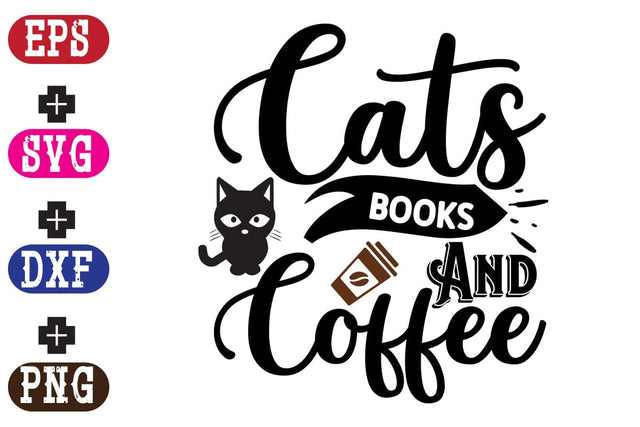 Cats Books And Coffee SVG Nurstore 