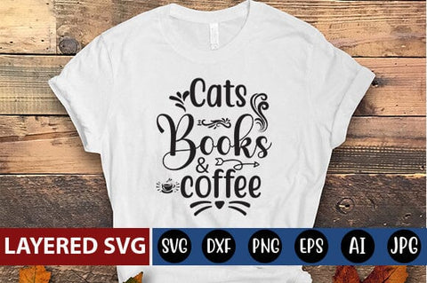 cats books and coffee Svg SVG Blessedprint 