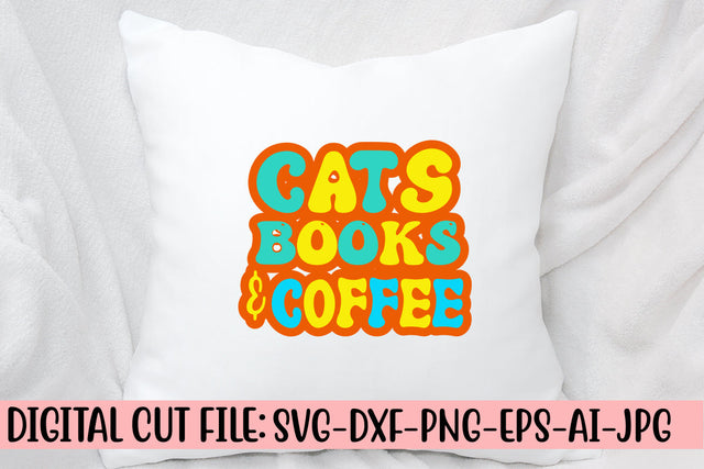 Cats Books & Coffee Retro SVG SVG Syaman 