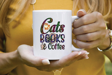 Cats Books & Coffee Sublimation SVGArt 