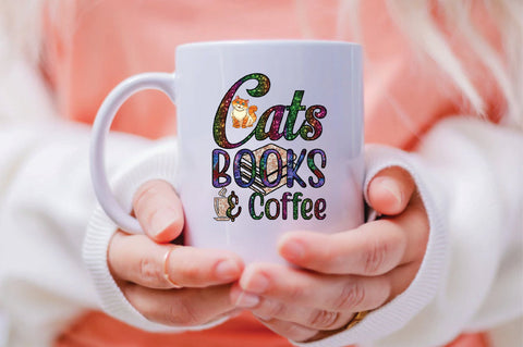 Cats Books & Coffee Sublimation SVGArt 