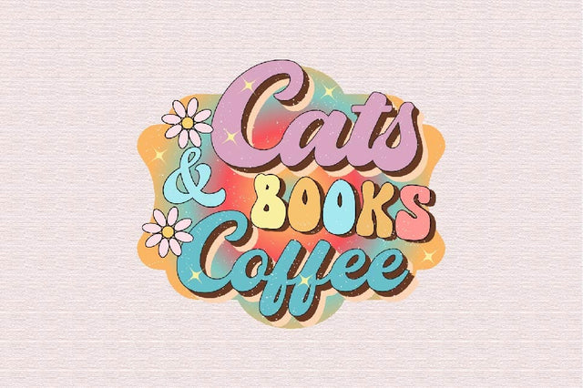 Cats Books & Coffee Sublimation SVGArt 