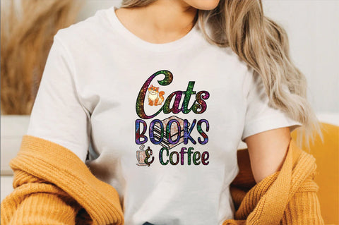 Cats Books & Coffee Sublimation SVGArt 