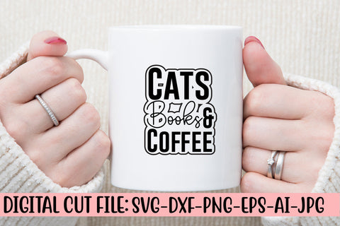 Cats Books & Coffee SVG Cut File SVG Syaman 