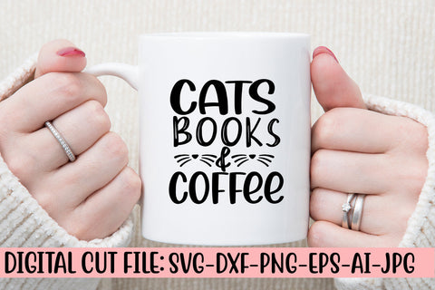 Cats Books & Coffee SVG Cut File SVG Syaman 