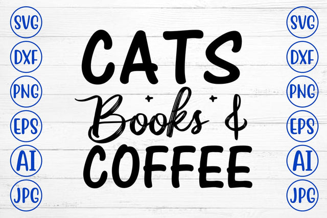 Cats Books & Coffee SVG Cut File SVG Syaman 