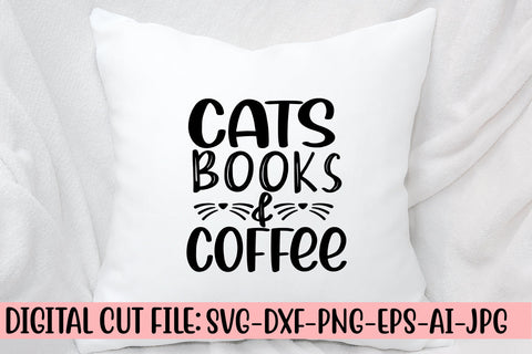 Cats Books & Coffee SVG Cut File SVG Syaman 