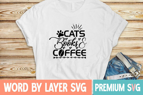 Cats Books & Coffee Svg SVG Blessedprint 