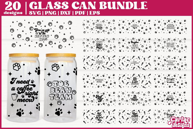Cats Glass Can Wrap SVG Bundle | Pet Lover Glass Can | Vol 1 SVG Carla C Designs 