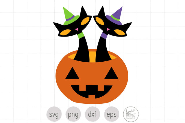 Cats in a Pumpkin SVG for Halloween SVG Lynda M Metcalf 
