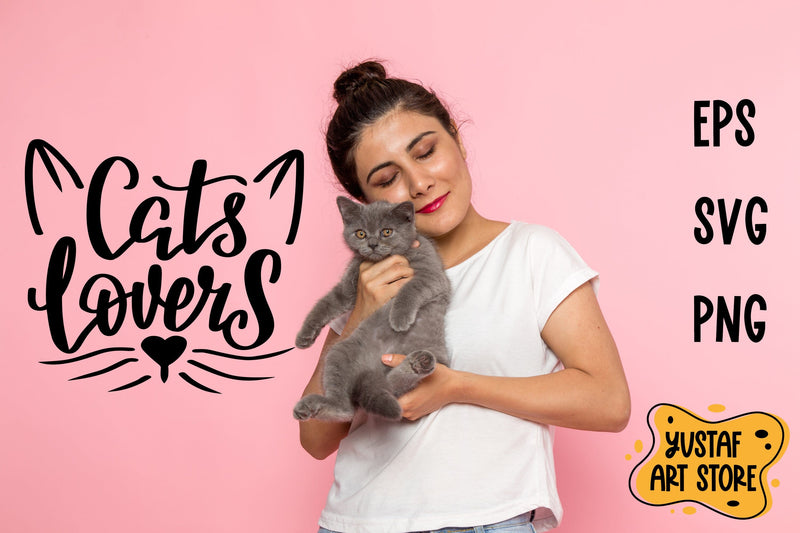 "Cats lovers" lettering SVG and sublimation SVG Yustaf Art Store 