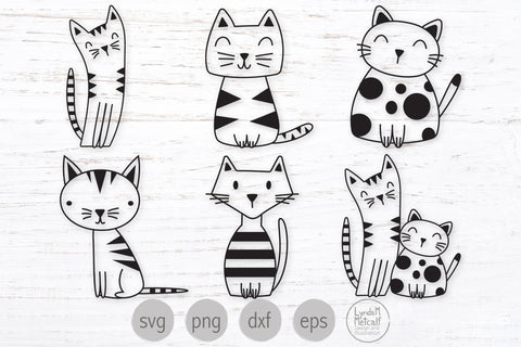 Cats Mini Bundle SVG, Cute Illustrated Cat Bundle Svg SVG Lynda M Metcalf 