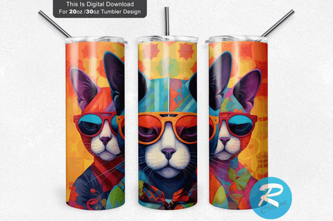 Cats Sunglass 20 oz / 30 oz Skinny Tumbler Sublimation Regulrcrative 