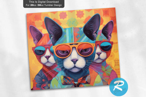 Cats Sunglass 20 oz / 30 oz Skinny Tumbler Sublimation Regulrcrative 